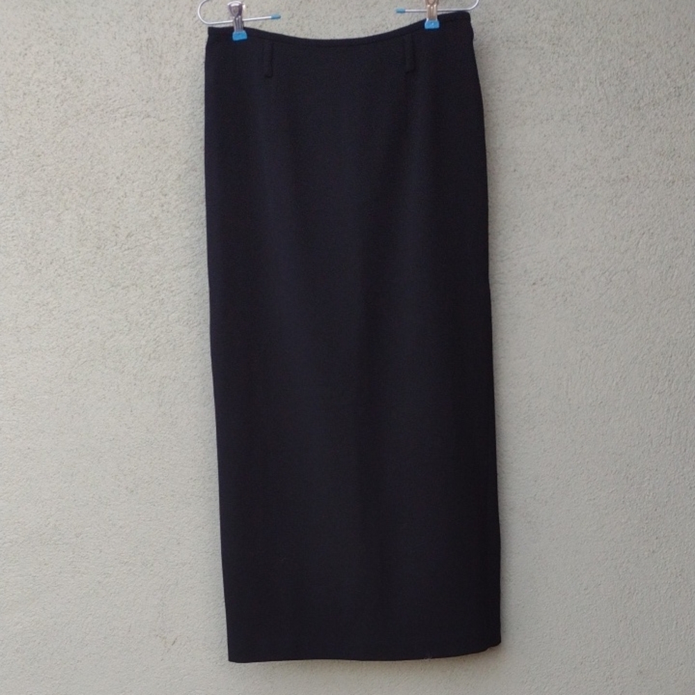 Ellen Tracy Black Wool Maxi Pencil Skirt 10